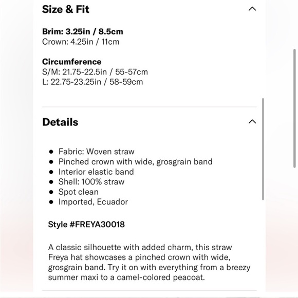 Freya Gardenia Hat sz S/M - Picture 4 of 6